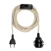 Hoopzi Suspensions Fil électrique En Tissu Luminaire Coton Blanc 4,5m