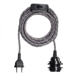 Hoopzi Suspensions Fil électrique En Tissu Luminaire Gentleman Chevron 4,5m