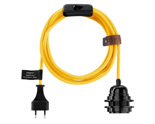 Hoopzi Suspensions Fil électrique En Tissu Luminaire Jaune 4,5m 1 Hoopzi Suspensions Fil électrique En Tissu Luminaire Jaune 4,5m