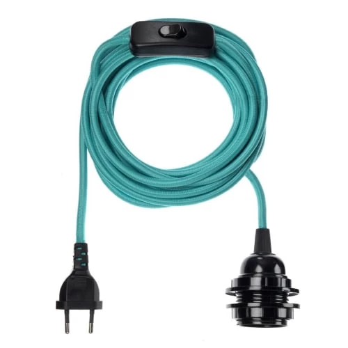 Hoopzi Suspensions Fil électrique En Tissu Luminaire Turquoise 4,5m 1 Hoopzi Suspensions Fil électrique En Tissu Luminaire Turquoise 4,5m