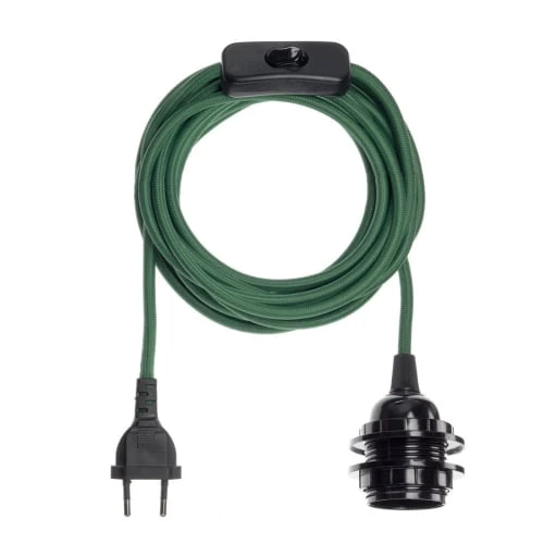 Hoopzi Suspensions Fil électrique En Tissu Luminaire Vert 4,5m 1 Hoopzi Suspensions Fil électrique En Tissu Luminaire Vert 4,5m
