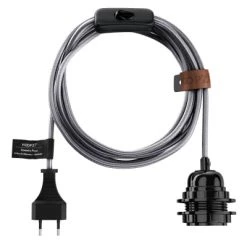 Hoopzi Suspensions Fil électrique Sectionnable En Tissu Luminaire Metal 4,5m