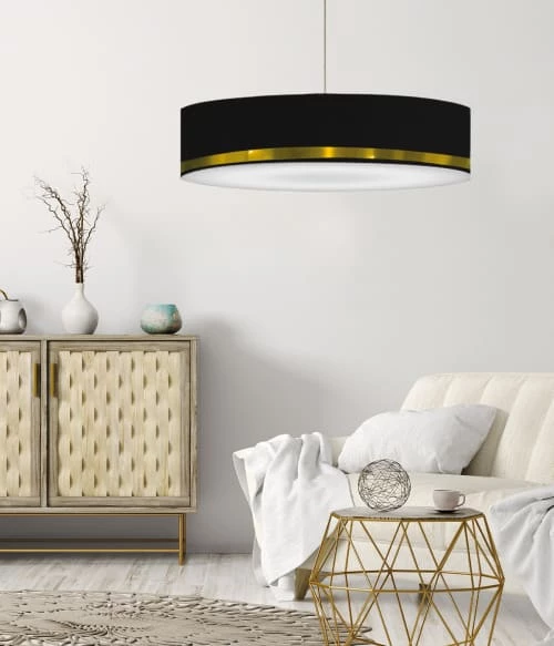 Abat-jours Suspensions Grande Suspension Jonc Noir Et Or T 80 X H 28 2 Abat-jours Suspensions Grande Suspension Jonc Noir Et Or T 80 X H 28 – Image 2