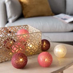 Maisons Du Monde Guirlandes Et Décorations Lumineuses Guirlande Lumineuse Rose, Violet Et Doré 10 LED L180 -Luminaires Contemporain Soldes guirlande lumineuse rose violet et dore 10 led l180 1000 9 33 227911 3