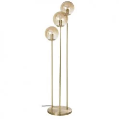 Maisons Du Monde Lampadaires Lampadaire 3 Globes En Verre Ambré Et Métal Doré H114