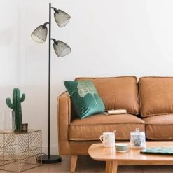 Maisons Du Monde Lampadaires Lampadaire 3 Spots En Métal Noir Et Doré H165 -Luminaires Contemporain Soldes lampadaire 3 spots en metal noir et dore h165 1000 8 34 171742 3