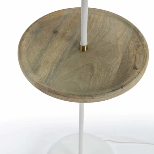 Thai Natura Lampadaires Lampadaire Blanc Avec Tablette En Bois 2 Thai Natura Lampadaires Lampadaire Blanc Avec Tablette En Bois – Image 2