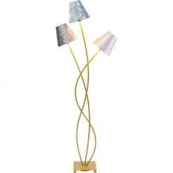 Kare Design Lampadaires Lampadaire En Acier Doré 3 Abat-jours En Velours H130 -Luminaires Contemporain Soldes lampadaire en acier dore 3 abat jours en velours h130 3