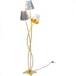 Kare Design Lampadaires Lampadaire En Acier Doré 3 Abat-jours En Velours H130 -Luminaires Contemporain Soldes lampadaire en acier dore 3 abat jours en velours h130 4