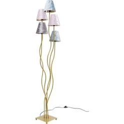 Kare Design Lampadaires Lampadaire En Acier Noir 5 Abat-jours En Velours H163 -Luminaires Contemporain Soldes lampadaire en acier dore 5 abat jours en velours h163