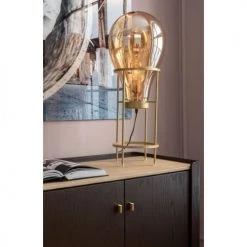 Kare Design Lampadaires Lampadaire En Acier Doré Et Abat-jour Poire En Verre H78 -Luminaires Contemporain Soldes lampadaire en acier dore et abat jour poire en verre h78 3