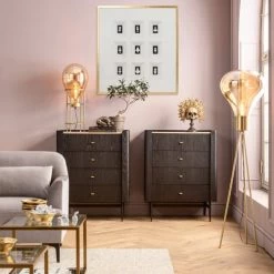 Kare Design Lampadaires Lampadaire En Acier Doré Et Abat-jour Poire En Verre H78 -Luminaires Contemporain Soldes lampadaire en acier dore et abat jour poire en verre h78 4