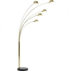 Kare Design Lampadaires Lampadaire En Acier Doré Et Marbre Noir 5 Abat-jours H215
