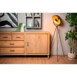 Lampea Lampadaires Lampadaire En Acier Noir 148 Cm -Luminaires Contemporain Soldes lampadaire en acier noir 148 cm 5