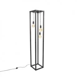 QAZQA Lampadaires Lampadaire En Acier Noir -Luminaires Contemporain Soldes lampadaire en acier noir 17