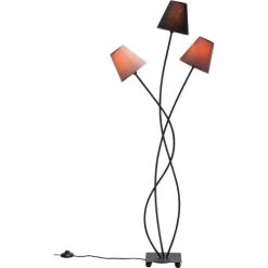 Kare Design Lampadaires Lampadaire En Acier Noir 3 Abat-jours En Coton Marron H130 -Luminaires Contemporain Soldes lampadaire en acier noir 3 abat jours en coton marron h130 2