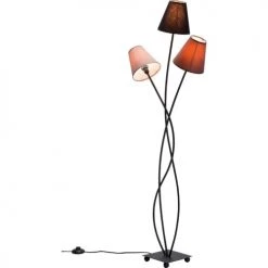 Kare Design Lampadaires Lampadaire En Acier Noir 3 Abat-jours En Coton Marron H130 -Luminaires Contemporain Soldes lampadaire en acier noir 3 abat jours en coton marron h130 3