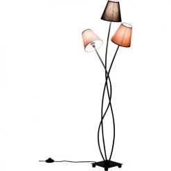 Kare Design Lampadaires Lampadaire En Acier Noir 3 Abat-jours En Coton Marron H130 -Luminaires Contemporain Soldes lampadaire en acier noir 3 abat jours en coton marron h130 4