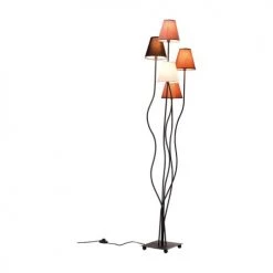 Kare Design Lampadaires Lampadaire En Acier Noir 5 Abat-jours En Coton Marron H163 -Luminaires Contemporain Soldes lampadaire en acier noir 5 abat jours en coton marron h163 2