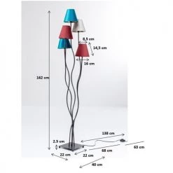 Kare Design Lampadaires Lampadaire En Acier Noir 5 Abat-jours En Velours H163 -Luminaires Contemporain Soldes lampadaire en acier noir 5 abat jours en velours h163 3