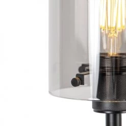 QAZQA Lampadaires Lampadaire En Acier Noir -Luminaires Contemporain Soldes lampadaire en acier noir 54