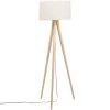 Maisons Du Monde Lampadaires Lampadaire En Bois De Pin Beige Et Abat-jour En Lin Recyclé H149
