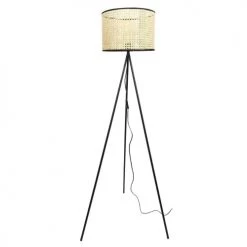 Toilinux Lampadaires Lampadaire En Cannage Hauteur 1,44 M. Noir -Luminaires Contemporain Soldes lampadaire en cannage hauteur 1 44 m noir 2