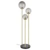 Maisons Du Monde Lampadaires Lampadaire En Marbre Noir, Tiges En Métal Doré Et Globes En Verre Teinte Fumé H155