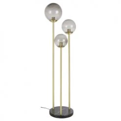 Maisons Du Monde Lampadaires Lampadaire En Marbre Noir, Tiges En Métal Doré Et Globes En Verre Teinte Fumé H155