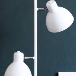 Dyberg Larsen Lampadaires Lampadaire En Métal Blanc Mat Et Chrome, H 160 Cm D 16 Cm -Luminaires Contemporain Soldes lampadaire en metal blanc mat et chrome h 160 cm d 16 cm 2