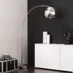 Maisons Du Monde Lampadaires Lampadaire En Métal Chromé H 200 Cm -Luminaires Contemporain Soldes lampadaire en metal chrome h 200 cm 1000 16 39 130542 5