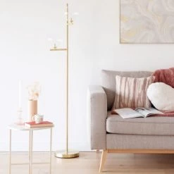 Maisons Du Monde Lampadaires Lampadaire En Métal Doré Et Globes En Verre H152 -Luminaires Contemporain Soldes lampadaire en metal dore et globes en verre h152 1000 2 28 228890 4