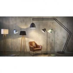 Maisons Du Monde Lampadaires Lampadaire En Terminalier Et Abat-jour En Coton Blanc H165 -Luminaires Contemporain Soldes lampadaire en terminalier et abat jour en coton blanc h165 1000 13 13 158232 2