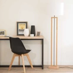 Maisons Du Monde Lampadaires Lampadaire En Terminalier Et Abat-jour En Coton Blanc H165 -Luminaires Contemporain Soldes lampadaire en terminalier et abat jour en coton blanc h165 1000 13 13 158232 4