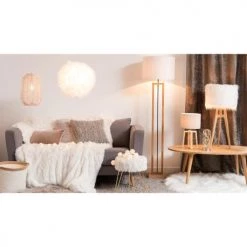Maisons Du Monde Lampadaires Lampadaire En Terminalier Et Abat-jour En Coton Blanc H165 -Luminaires Contemporain Soldes lampadaire en terminalier et abat jour en coton blanc h165 1000 13 13 158232 6