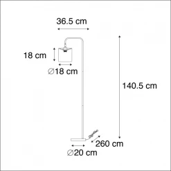 QAZQA Lampadaires Lampadaire En Tissu Noir -Luminaires Contemporain Soldes lampadaire en tissu noir 1
