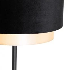 QAZQA Lampadaires Lampadaire En Tissu Noir -Luminaires Contemporain Soldes lampadaire en tissu noir 5