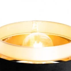 QAZQA Lampadaires Lampadaire En Tissu Noir -Luminaires Contemporain Soldes lampadaire en tissu noir 6