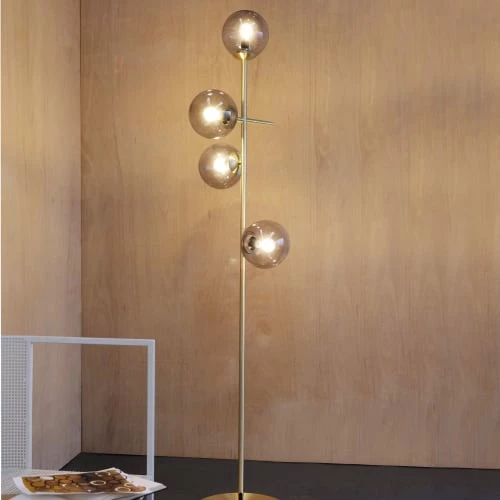 Dyberg Larsen Lampadaires Lampadaire En Verre Fumé Et Laiton, H 160 Cm D 34 Cm 2 Dyberg Larsen Lampadaires Lampadaire En Verre Fumé Et Laiton, H 160 Cm D 34 Cm – Image 2