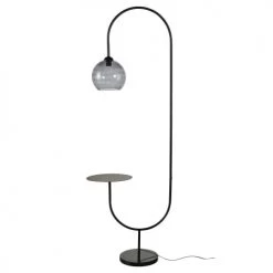 Maisons Du Monde Lampadaires Lampadaire étagÚre En Verre Fumé Et Métal Noir H190