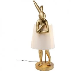 Kare Design Lampadaires Lampadaire Lapin En Polyrésine Dorée Et Abat-jour Blanc H88