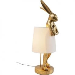 Kare Design Lampadaires Lampadaire Lapin En Polyrésine Dorée Et Abat-jour Blanc H88 -Luminaires Contemporain Soldes lampadaire lapin en polyresine doree et abat jour blanc h88 3