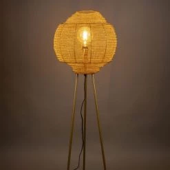 Dutchbone Lampadaires Lampadaire Trépied Avec Abat-jour En Métal Or -Luminaires Contemporain Soldes lampadaire trepied avec abat jour en metal or 2