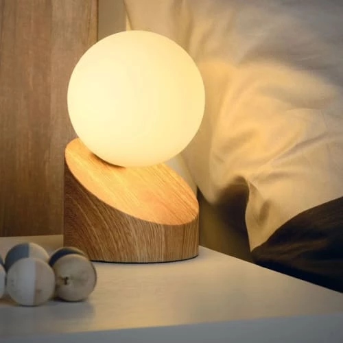 Lucide Lampes à Poser Lampe à Poser Bois Et Verre Interrupteur Tactile D10cm 2 Lucide Lampes à Poser Lampe à Poser Bois Et Verre Interrupteur Tactile D10cm – Image 2