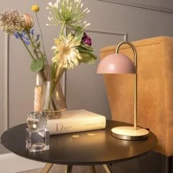 Present Time Lampes à Poser Lampe à Poser Dome Métal Rose -Luminaires Contemporain Soldes lampe a poser dome metal rose 4