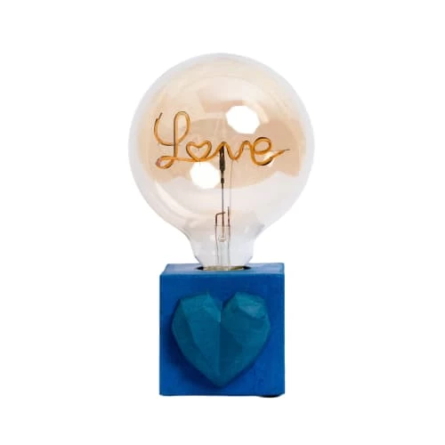 Junny Lampes à Poser Lampe à Poser En Béton Bleu Pétrole Avec Son Ampoule à Message 2 Junny Lampes à Poser Lampe à Poser En Béton Bleu Pétrole Avec Son Ampoule à Message – Image 2