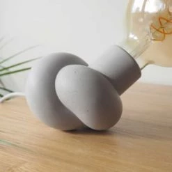 Gone's Lampes à Poser Lampe à Poser En Béton Et Bois Cordon Blanc Ampoule LED Edison -Luminaires Contemporain Soldes lampe a poser en beton et bois cordon blanc ampoule led edison 4