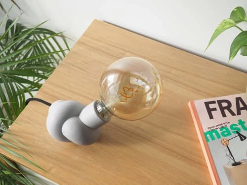 Gone's Lampes à Poser Lampe à Poser En Béton Et Bois Cordon Noir Ampoule LED Edison 3 Gone's Lampes à Poser Lampe à Poser En Béton Et Bois Cordon Noir Ampoule LED Edison – Image 3