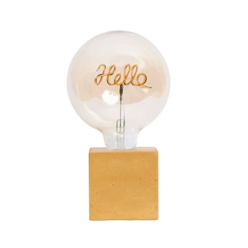 Junny Lampes à Poser Lampe à Poser En Béton Jaune Avec Son Ampoule à Message 2 Junny Lampes à Poser Lampe à Poser En Béton Jaune Avec Son Ampoule à Message – Image 2