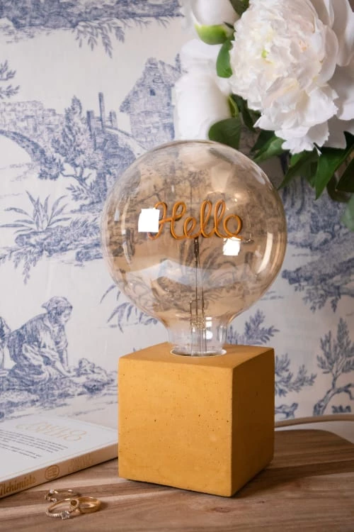 Junny Lampes à Poser Lampe à Poser En Béton Jaune Avec Son Ampoule à Message 3 Junny Lampes à Poser Lampe à Poser En Béton Jaune Avec Son Ampoule à Message – Image 3